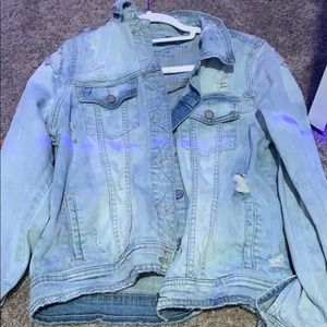 light wash ripped jean jacket